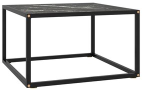 Tavolino Da Salotto Nero Con Vetro Marmo Nero 60x60x35 Cm /