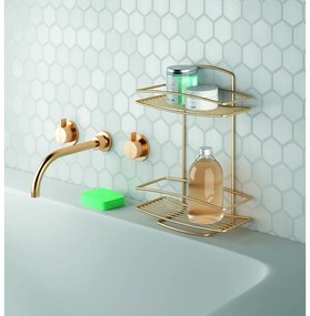 Mensola da bagno in acciaio color oro Onda - Metaltex