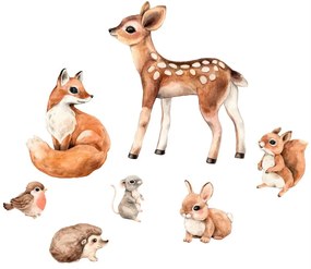 Adesivi murali animali della foresta - Volpe, capriolo, scoiattolo | Inspio