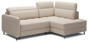 Divano angolare beige allungabile/con contenitore (con penisola a destra/a L) e rivestimento in velluto Barea – ELTAP