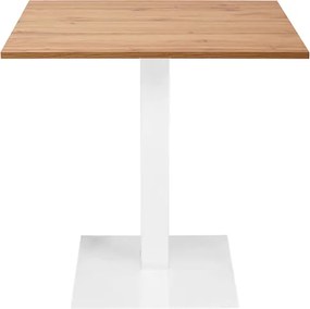 Tavolo bar ristorante 80x80 cm base bianca piano laminato Rovere Nodato H 75