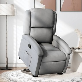 Poltrona Alzapersona Reclinabile Grigio Chiaro İn Tessuto /