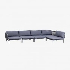 Divano componibile da giardino ad angolo 5 pezzi Roubly Grigio - Sklum