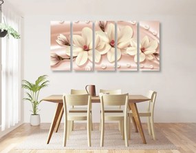 Quadri 5 pezzi – Magnolia di lusso con perle