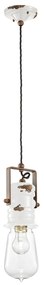 Lampadario Industrial Urban Ferro Ceramica Vintage Bianco 1 Luce E27 37Cm