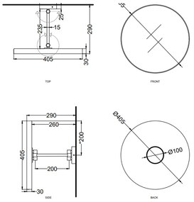 Cielo Arcadia Pluto Specchio 40 Cm tondo senza Luce Led Ed Interruttore In Metallo Cemento