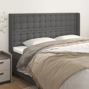 Testiera Ad Orecchio Grigio 183x16x118/128 Cm İn Similpelle /