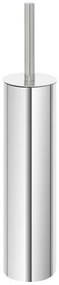 Portascopino tondo slim in acciaio inox setole nere e secchio estraibile