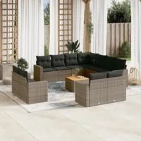 Set Divani da Giardino 12 pz con Cuscini Grigio in Polyrattan 3256718