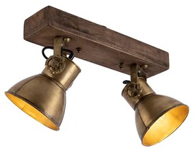 Plafoniera bronzo 2 luci con legno - Mangoes