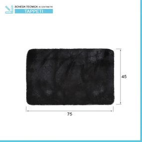Tappeto bagno nero 45x75 cm in poliestere fondo antiscivolo