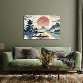 Quadro su tela – Paesaggio giapponese con cavaliere