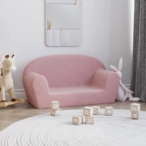Divano Per Bambini A 2 Posti Rosa İn Morbido Peluche /