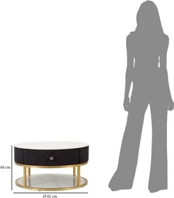 Tavolo da caffè con struttura dorata montpellier colore nero ø75x36 cm