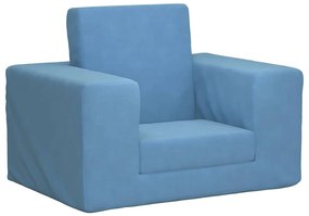 Divano Per Bambini Blu İn Morbido Peluche /
