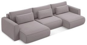 Divano angolare lavanda allungabile/con contenitore (a U) con rivestimento in velluto Kapua – Makamii