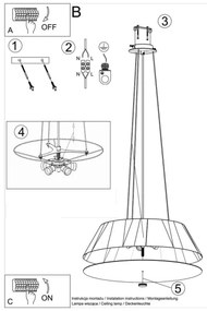Sollux SL.0766 - Lampadario su filo VEGA 5xE27/60W/230V d. 60 cm nero
