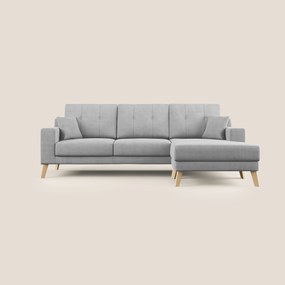 Danish divano angolare REVERSIBILE in tessuto morbido impermeabile T02 grigio chiaro