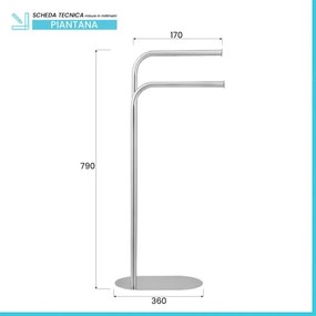 Piantana porta asciugamani a due bracci in acciaio inox satinato