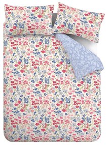 Biancheria da letto singola in cotone rosa e blu 135x200 cm Olivia Floral - Bianca