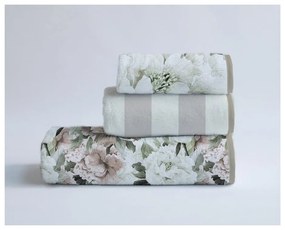Set di 3 asciugamani in cotone Beige Flowers - Velvet Atelier