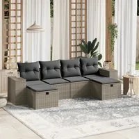 Set Divano da Giardino 6pz con Cuscini Grigio Chiaro Polyrattan 3264478