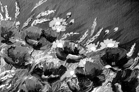 Quadro su tela – Papaveri di campo dipinti in bianco e nero