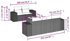 Set divano da giardino 6 pz con cuscini nero in polyrattan