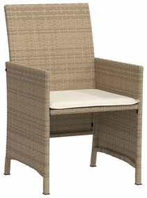 Set da Bistrò 3 pz con Cuscini Beige in Polyrattan