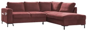Divano letto angolare in velluto rosa (angolo destro) Lofty Lilly - Miuform