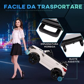 Macchina Elettrica per Bambini con Telecomando Luci LED e Clacson Bianco...
