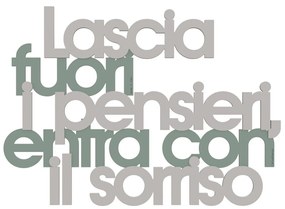 Callea Design Scritta da parete in legno "Lascia fuori i pensieri...." - in varie colorazioni VERDE SALVIA 48 x 34 cm
