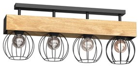 Lampadario a plafone MENTON 4xE27/15W/230V nero/marrone/quercia