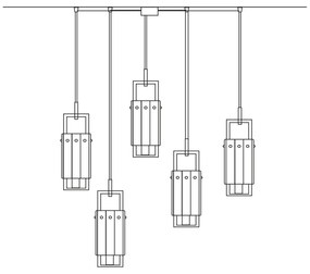 Sospensione Classica Crek Metallo Ottone Vetro 5 Luci