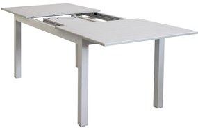 ARGENTUM - set tavolo in alluminio cm 150/210 x 90 x 75 h con 8 poltrone Aulus