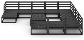 Set divani da giardino 12 pz in legno massello di pino