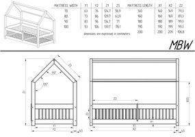 Letto da bambini a forma di casa/estraibile di colore naturale in pino massiccio con contenitore con rete inclusa 90x180 cm MBW – Adeko