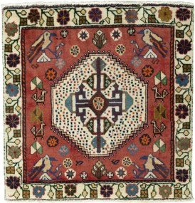 Shiraz Tappeto 70x60 Rosso (Iran) Annodato A Mano
