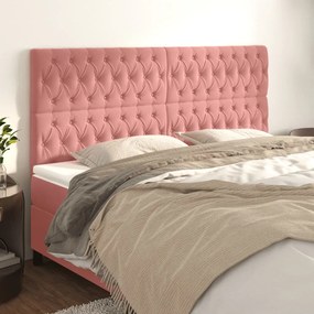 Testiera 4 Pz Rosa 100x7x78/88 Cm İn Velluto /