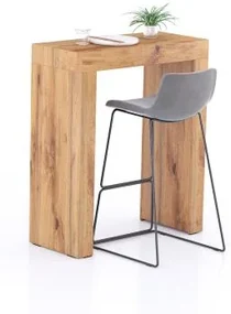 Tavolo Alto Evolution 90x40, Rovere Rustico con Due Gambe