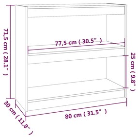 Libreria/Divisorio Miele 80x30x71,5 cm Legno Massello di Pino