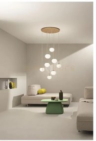Sospensione jewel 8 luci oro vetro bianco satinato attacco e14 vetr...