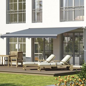 Tenda da Sole da Esterno 250x200 cm Avvolgibile Manualmente in Alluminio e Poliestere Grigio e Bianco...