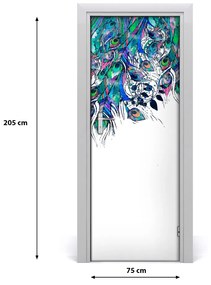 Adesivo per porta interna Piume di pavone 75x205 cm