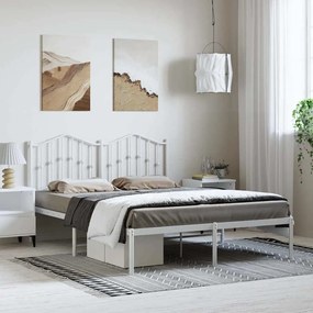 Giroletto Con Testiera Metallo Bianco 135x190 Cm /