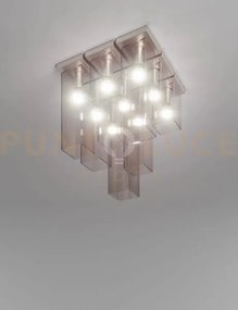 Tubes lampadario a soffitto 9 fume' trasparente nickel opaco 9 luci...
