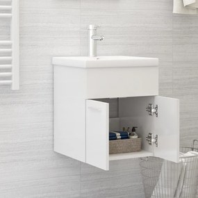 Mobile bagno con lavabo integrato bianco lucido in truciolato