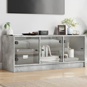 Mobile porta tv con ante in vetro grigio cemento 102x37x42 cm