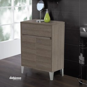 Mobile Bagno Da Terra "Mondo 2.0" Composto Da Due Ante Finitura Rovere Scuro