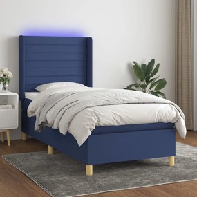 Letto A Molle Con Materasso E Led Blu 90x200 Cm İn Tessuto /